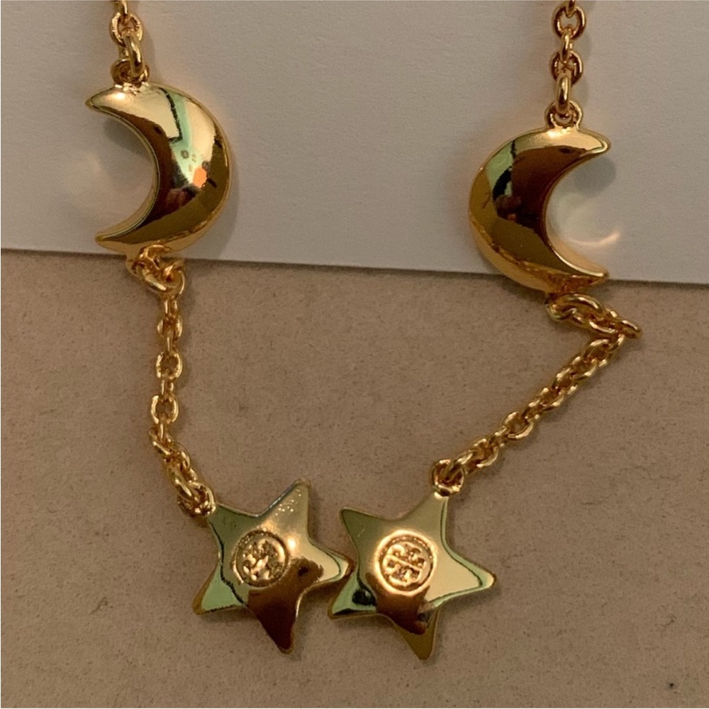 Tory Burch Kira crystal pave star & moon long drop earrings - Picture 7 of 8